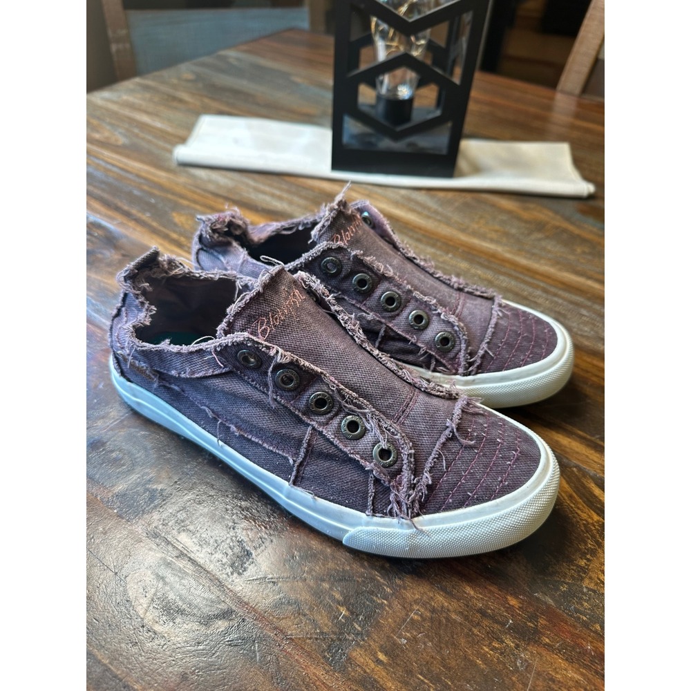 Blowfish Malibu Play Washed Purple Frayed Canvas Slip On Sneakers Womens 
 8